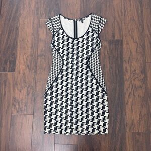Express Black and Cream Houndstooth Mini Dress